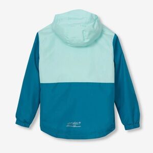 EDDIE BAUER Paradise Blue Hooded Zip Up Raincoat Poncho Waterproof Shell Jacket